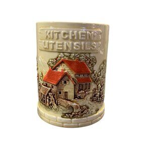 Vintage Sears Roebuck Ceramic Utensil Holder Japan 1981 Used Farmhouse